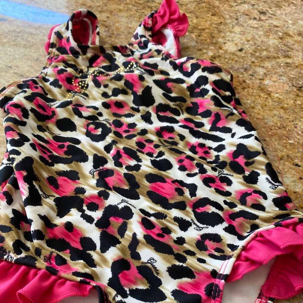 Guess Ruffled leopard one piece bathing suit